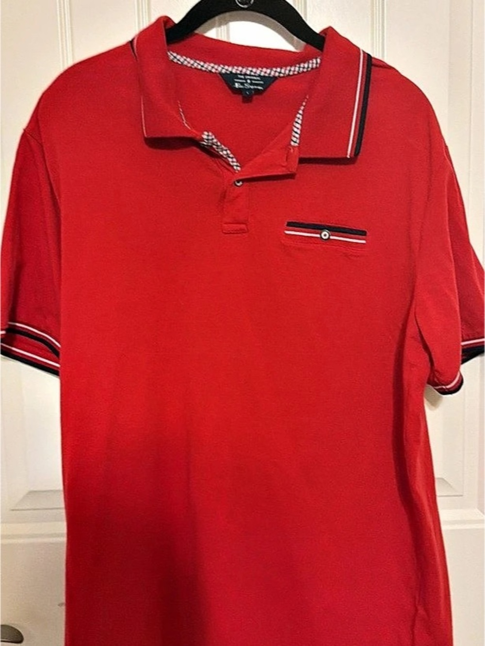 Ben Sherman Short Sleeve Pocket Polo Shirt Red Size Large
